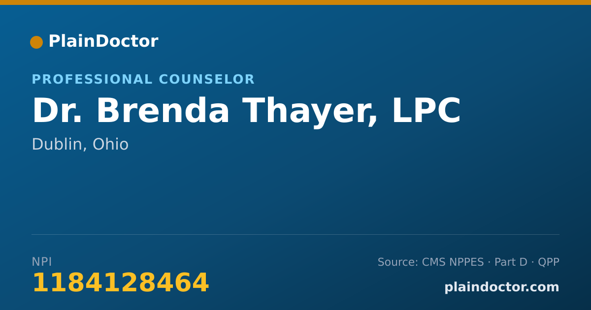 Shareable card for Brenda Thayer, LPC - Professional Counselor, Dublin, OH