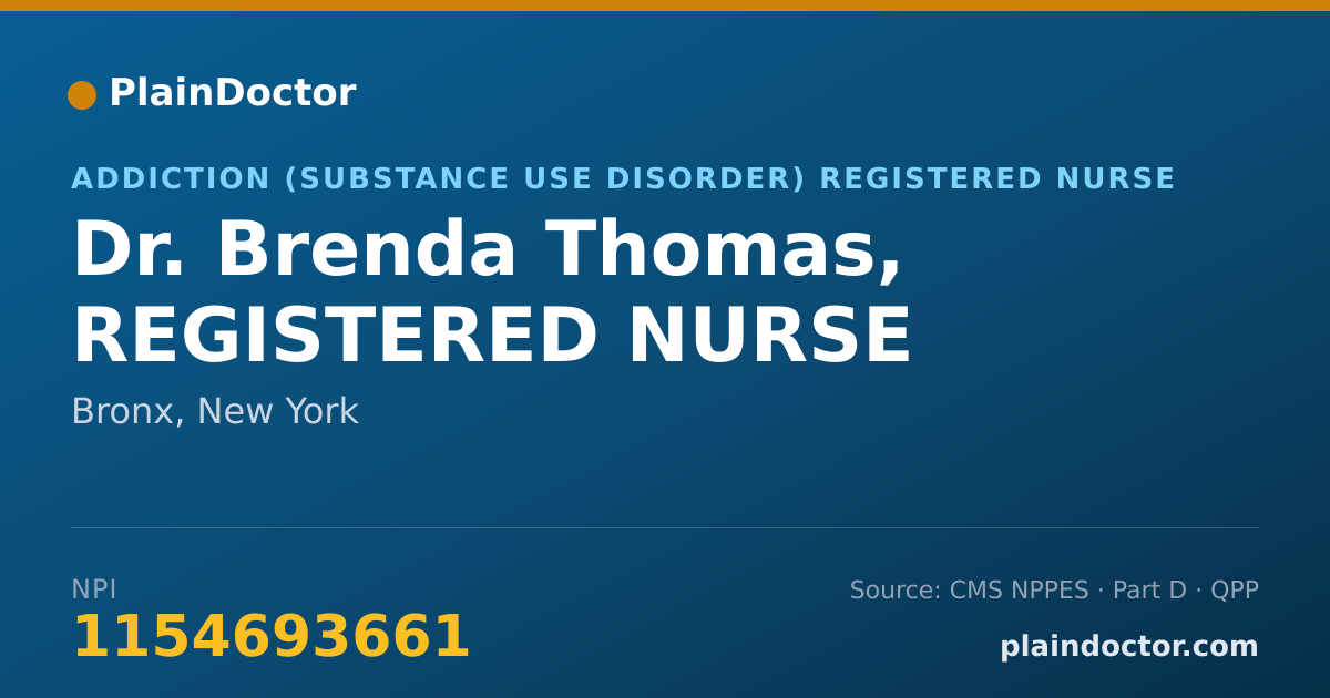 Shareable card for Brenda Thomas, REGISTERED NURSE - Addiction (Substance Use Disorder) Registered Nurse, Bronx, NY