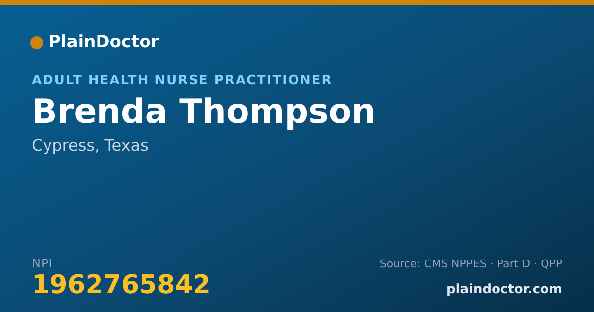 Shareable card for Brenda Thompson - Adult Health Nurse Practitioner, Cypress, TX