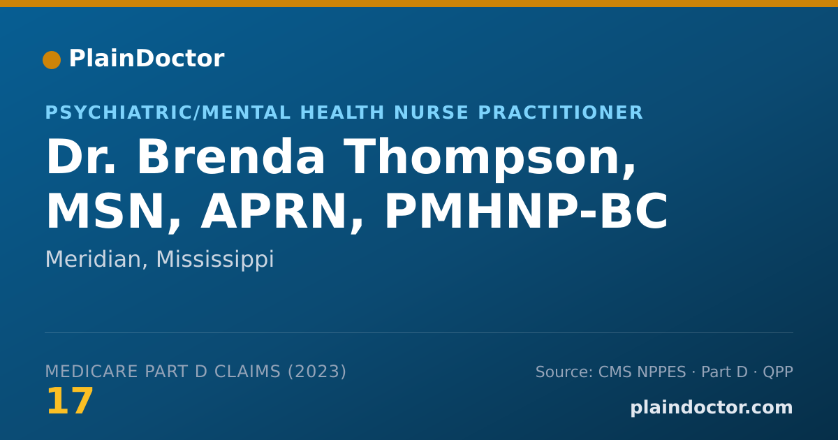 Shareable card for Brenda Thompson, MSN, APRN, PMHNP-BC - Psychiatric/Mental Health Nurse Practitioner, Meridian, MS