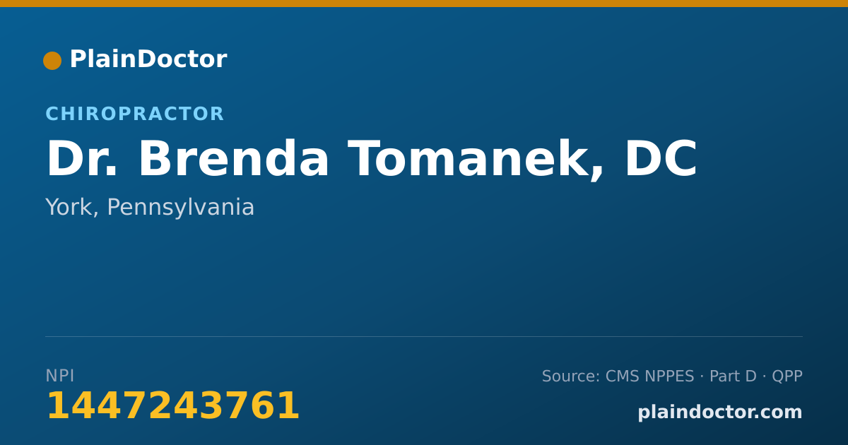 Shareable card for Brenda Tomanek, DC - Chiropractor, York, PA