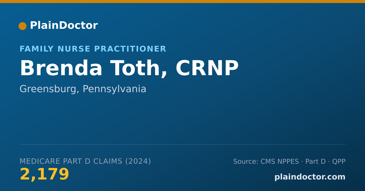 Shareable card for Brenda Toth, CRNP - Family Nurse Practitioner, Greensburg, PA