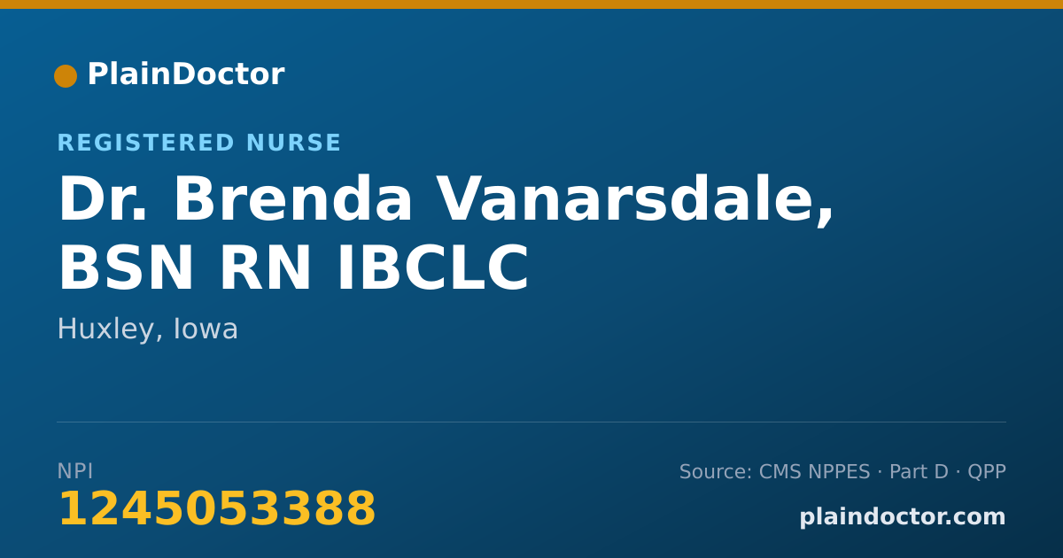 Shareable card for Brenda Vanarsdale, BSN RN IBCLC - Registered Nurse, Huxley, IA