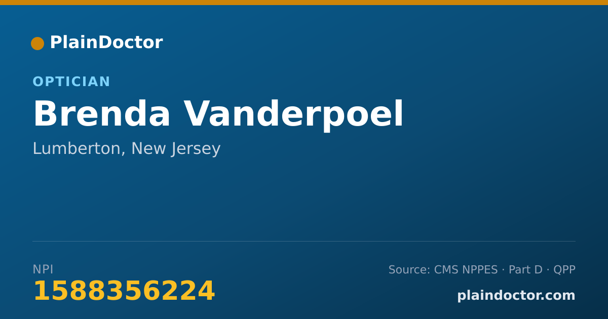 Shareable card for Brenda Vanderpoel - Optician, Lumberton, NJ