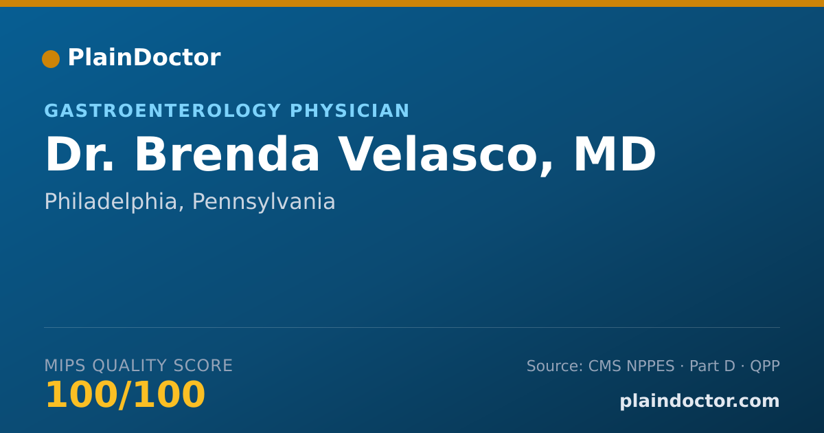 Shareable card for Brenda Velasco, MD - Gastroenterology Physician, Philadelphia, PA