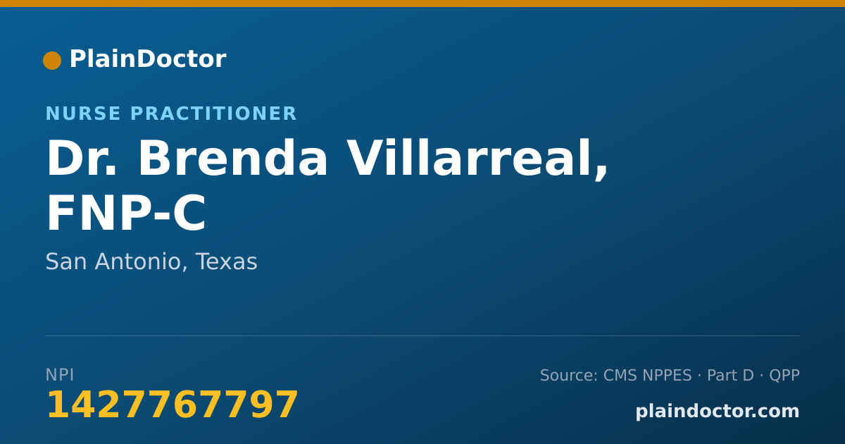 Shareable card for Brenda Villarreal, FNP-C - Nurse Practitioner, San Antonio, TX