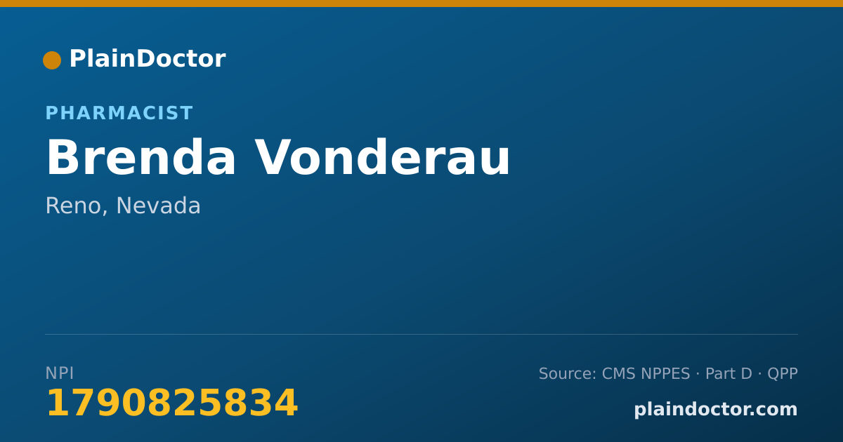 Shareable card for Brenda Vonderau - Pharmacist, Reno, NV