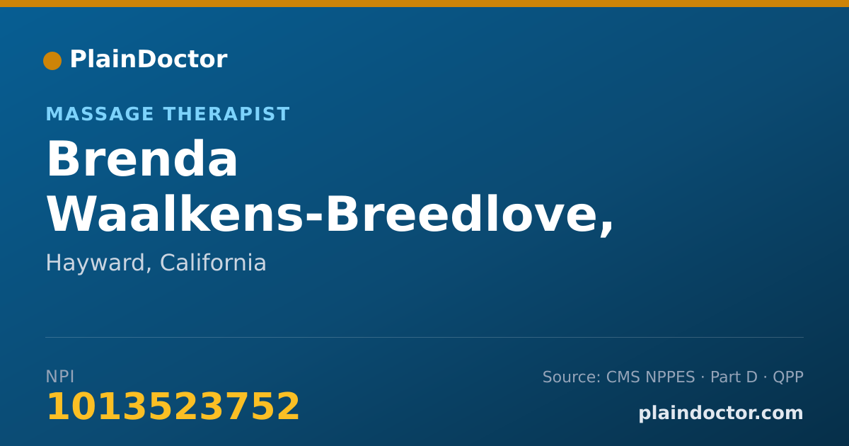 Shareable card for Brenda Waalkens-Breedlove, CMT - Massage Therapist, Hayward, CA