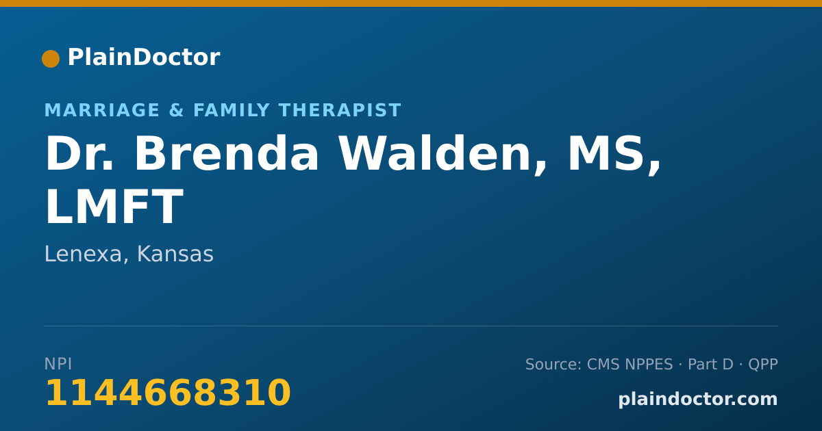 Shareable card for Brenda Walden, MS, LMFT - Marriage & Family Therapist, Lenexa, KS