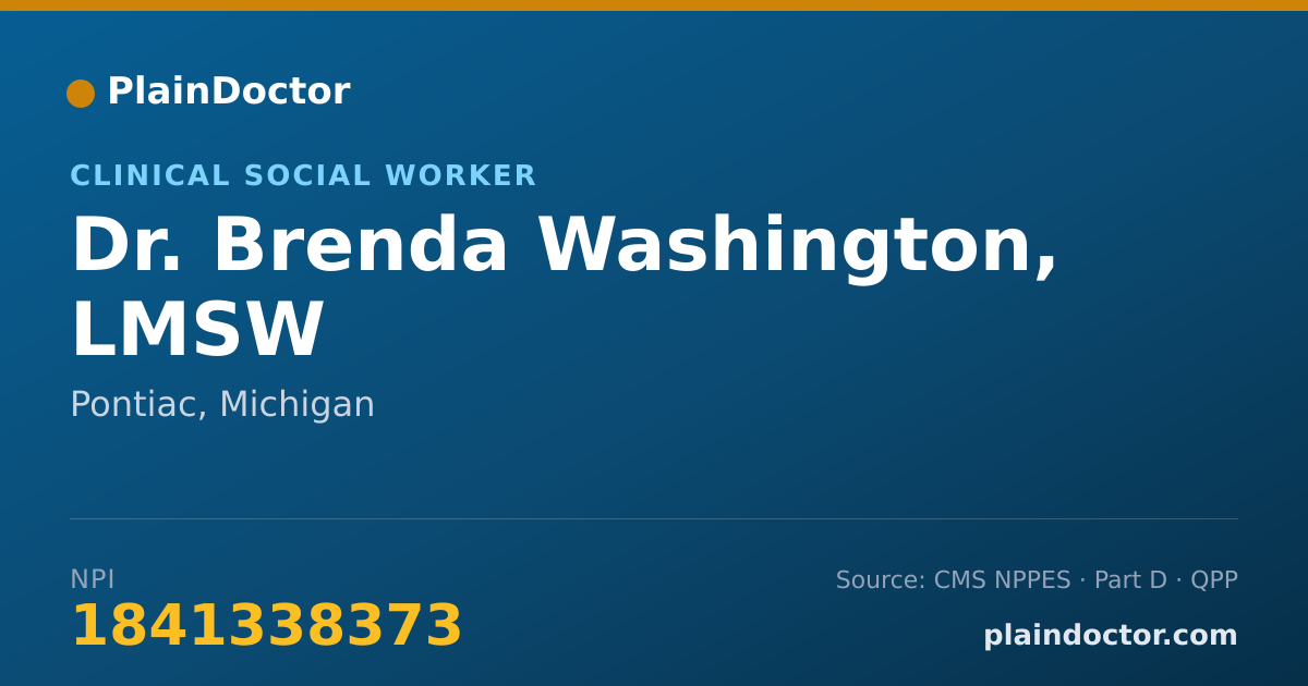 Shareable card for Brenda Washington, LMSW - Clinical Social Worker, Pontiac, MI