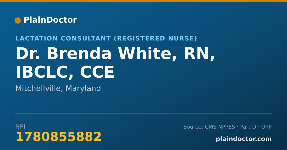 Shareable card for Brenda White, RN, IBCLC, CCE - Lactation Consultant (Registered Nurse), Mitchellville, MD
