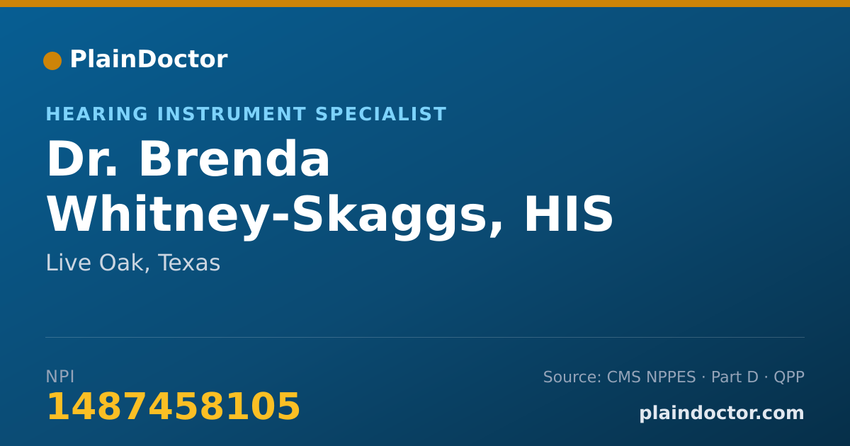 Shareable card for Brenda Whitney-Skaggs, HIS - Hearing Instrument Specialist, Live Oak, TX