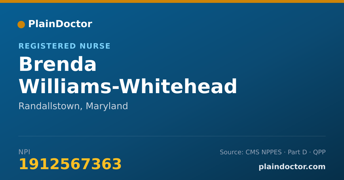 Shareable card for Brenda Williams-Whitehead - Registered Nurse, Randallstown, MD