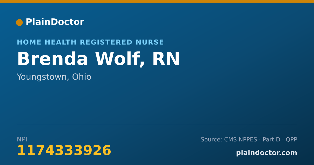 Shareable card for Brenda Wolf, RN - Home Health Registered Nurse, Youngstown, OH