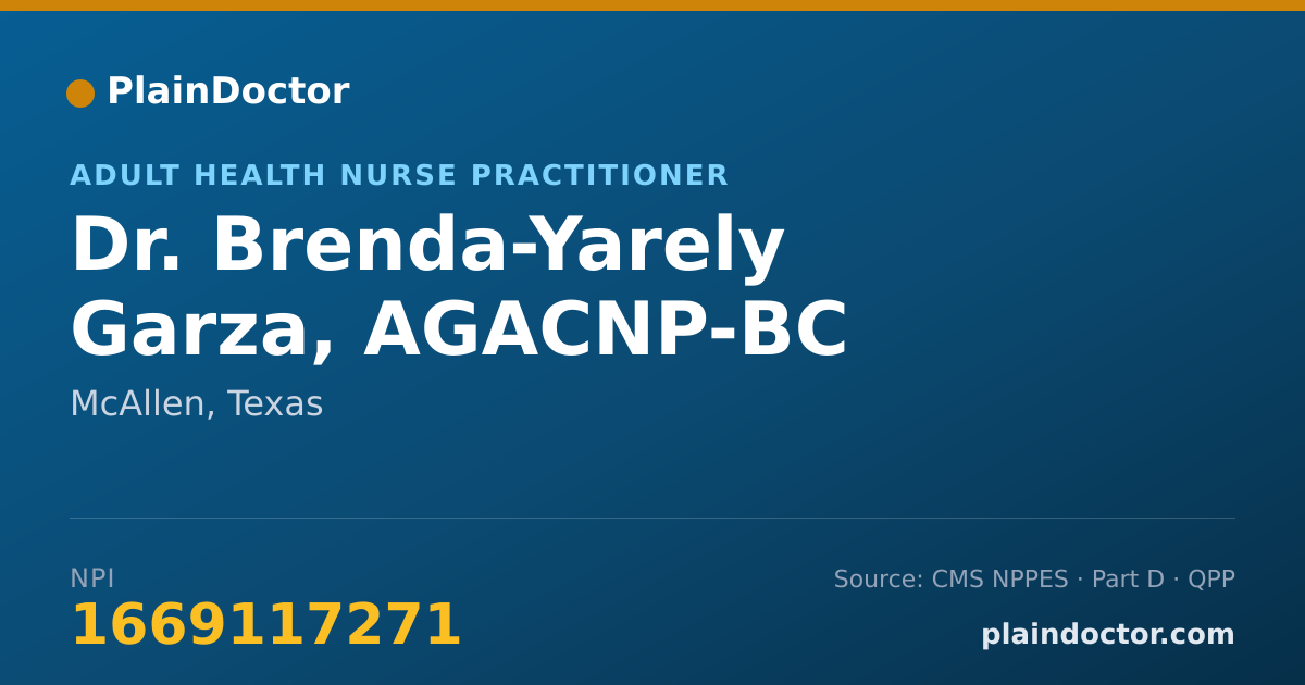 Shareable card for Brenda-Yarely Garza, AGACNP-BC - Adult Health Nurse Practitioner, McAllen, TX