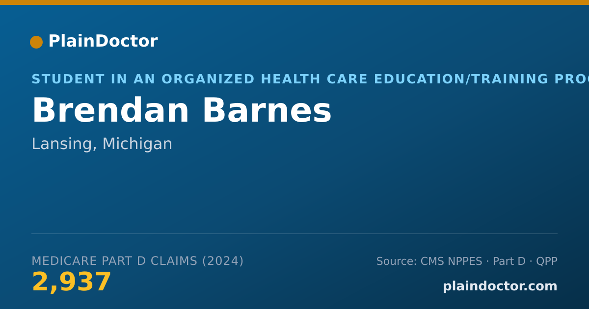 Shareable card for Brendan Barnes - Student in an Organized Health Care Education/Training Program, Lansing, MI