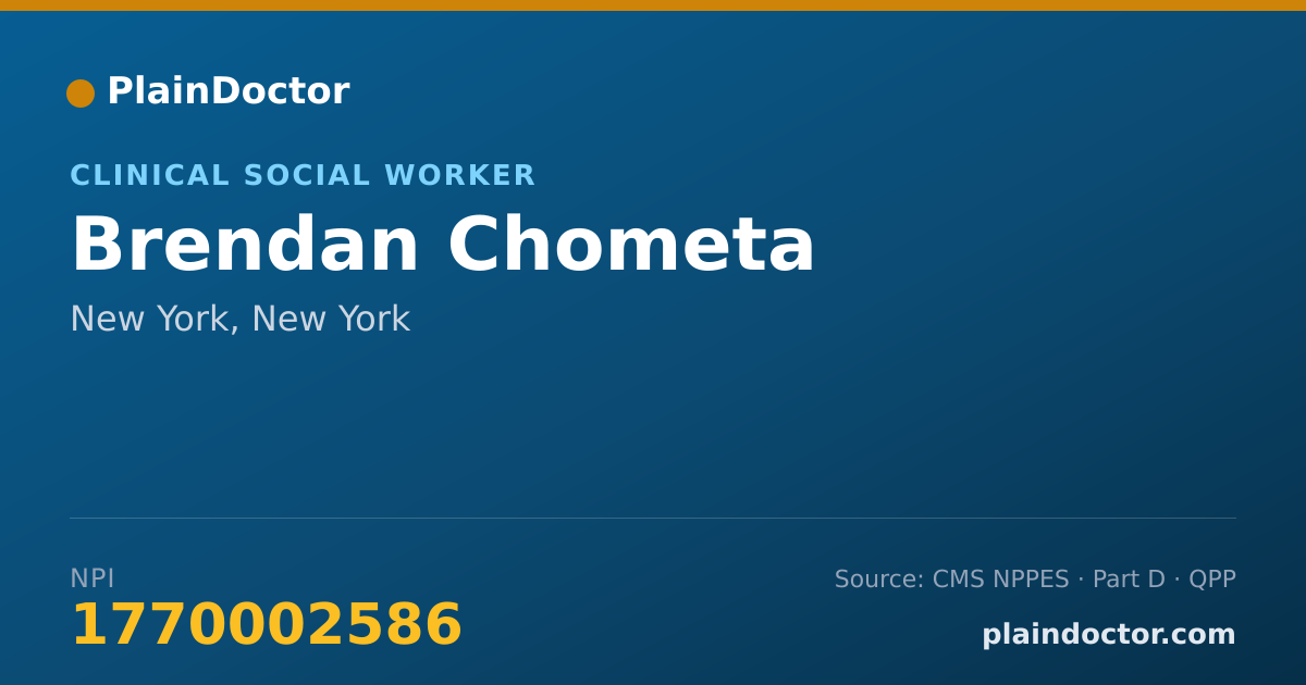 Shareable card for Brendan Chometa - Clinical Social Worker, New York, NY