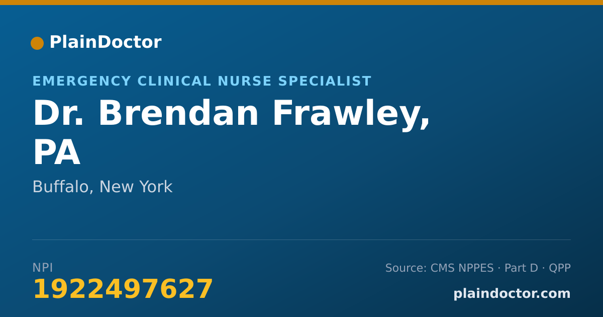 Shareable card for Brendan Frawley, PA - Emergency Clinical Nurse Specialist, Buffalo, NY