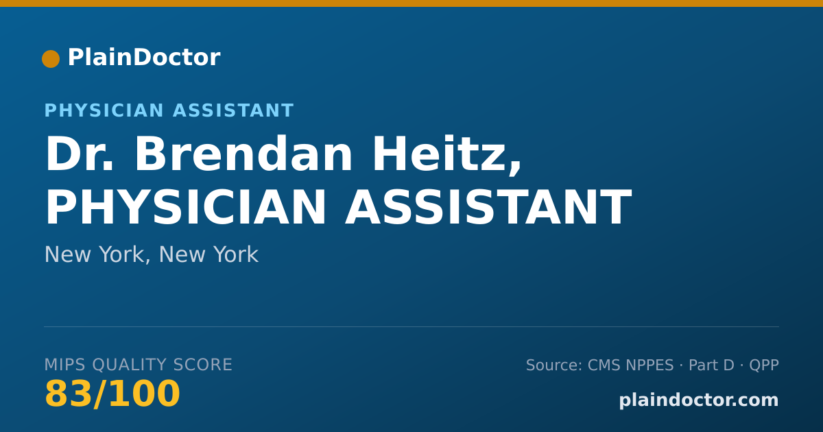Shareable card for Brendan Heitz, PHYSICIAN ASSISTANT - Physician Assistant, New York, NY