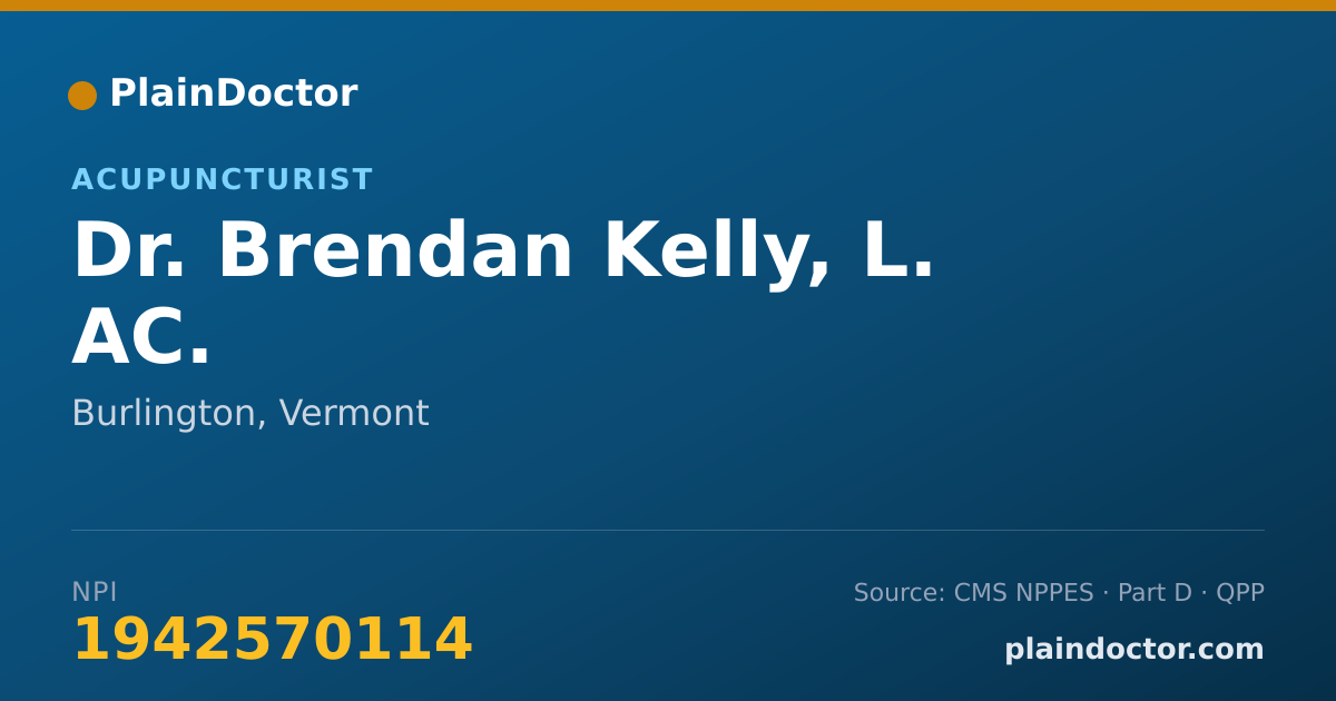 Shareable card for Brendan Kelly, L. AC. - Acupuncturist, Burlington, VT