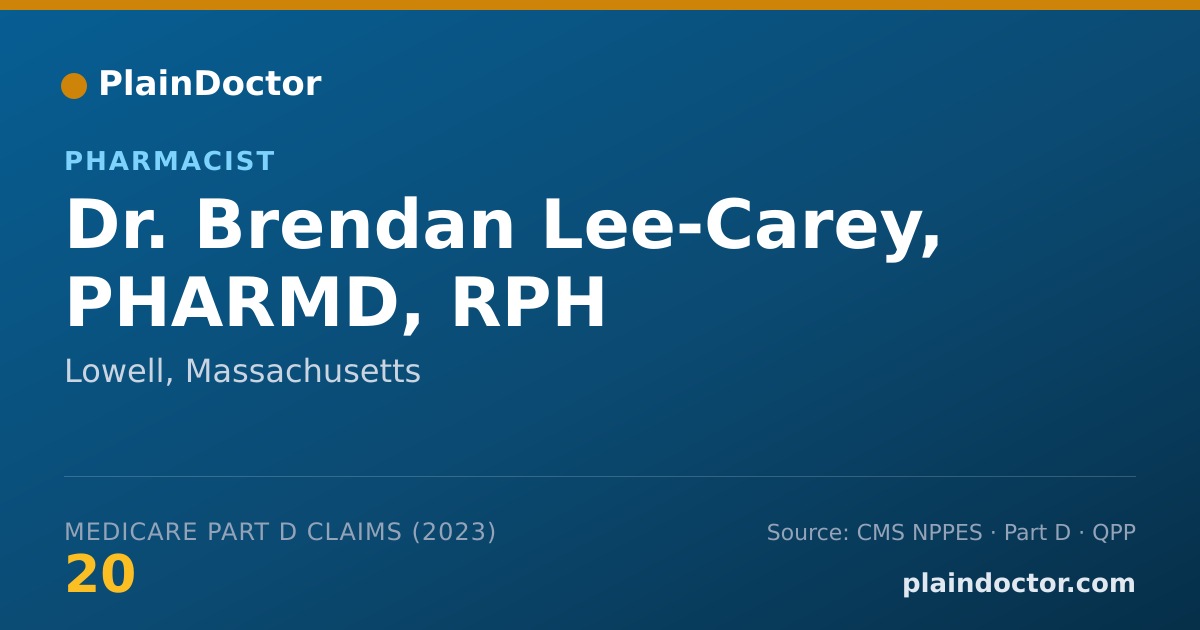 Shareable card for Brendan Lee-Carey, PHARMD, RPH - Pharmacist, Lowell, MA