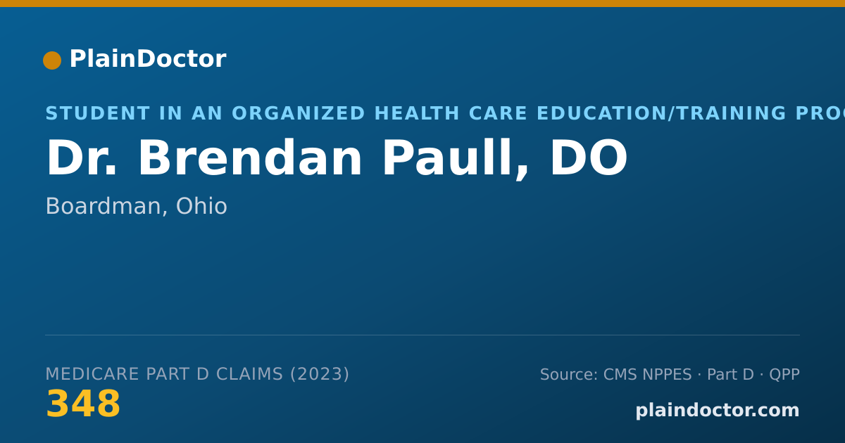 Shareable card for Brendan Paull, DO - Student in an Organized Health Care Education/Training Program, Boardman, OH