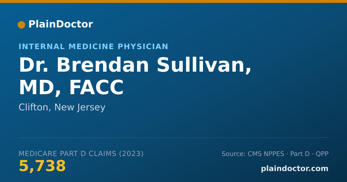 Shareable card for Brendan Sullivan, MD, FACC - Internal Medicine Physician, Clifton, NJ