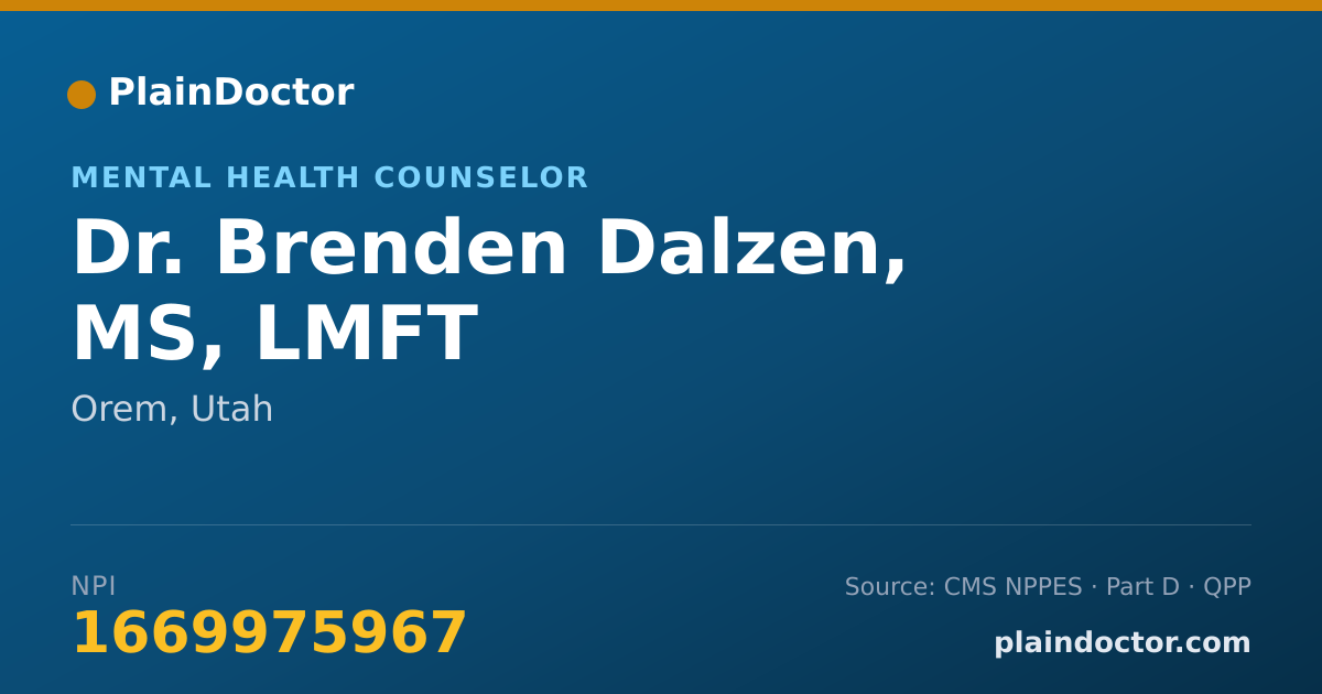 Shareable card for Brenden Dalzen, MS, LMFT - Mental Health Counselor, Orem, UT