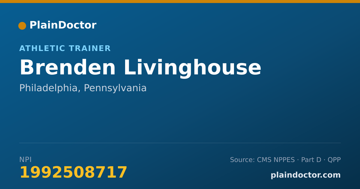 Shareable card for Brenden Livinghouse - Athletic Trainer, Philadelphia, PA
