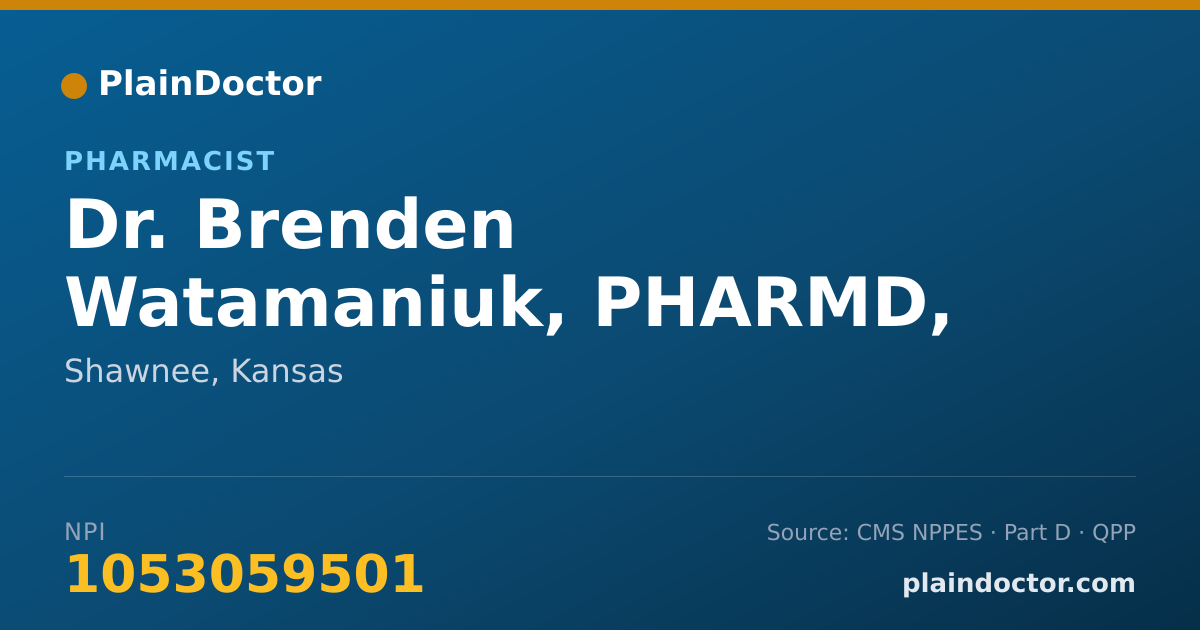 Shareable card for Brenden Watamaniuk, PHARMD, RPH - Pharmacist, Shawnee, KS