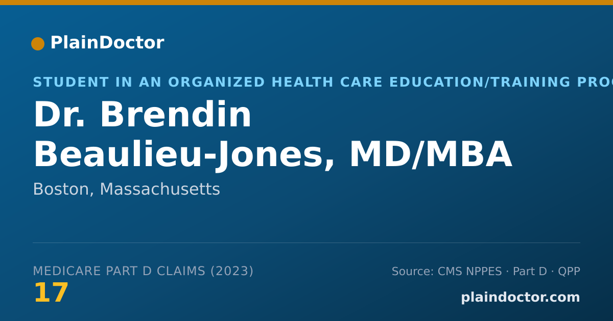 Shareable card for Brendin Beaulieu-Jones, MD/MBA - Student in an Organized Health Care Education/Training Program, Boston, MA