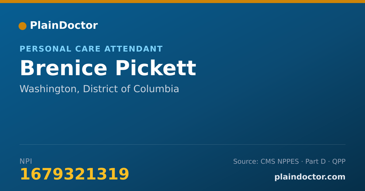 Shareable card for Brenice Pickett - Personal Care Attendant, Washington, DC