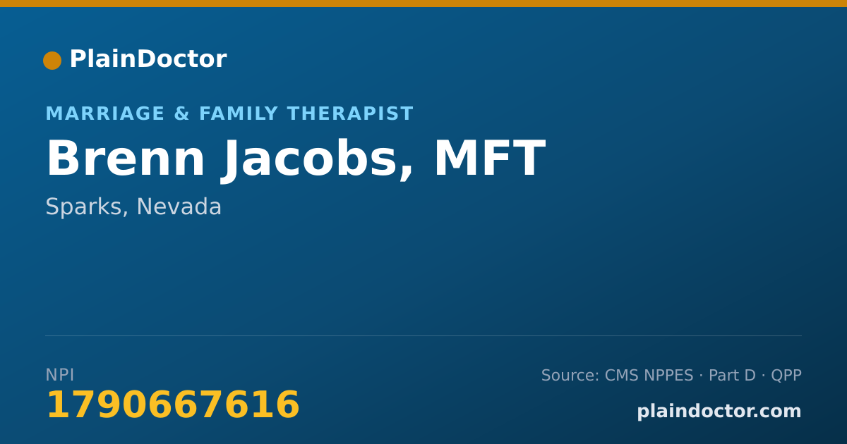 Shareable card for Brenn Jacobs, MFT - Marriage & Family Therapist, Sparks, NV
