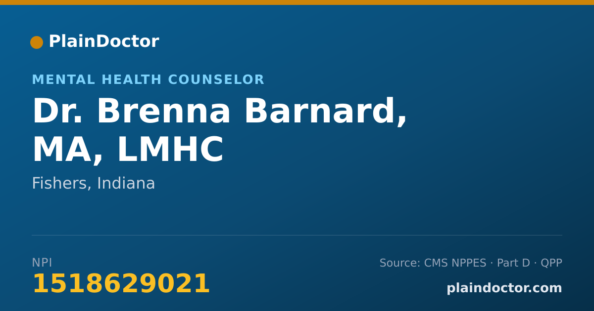 Shareable card for Brenna Barnard, MA, LMHC - Mental Health Counselor, Fishers, IN