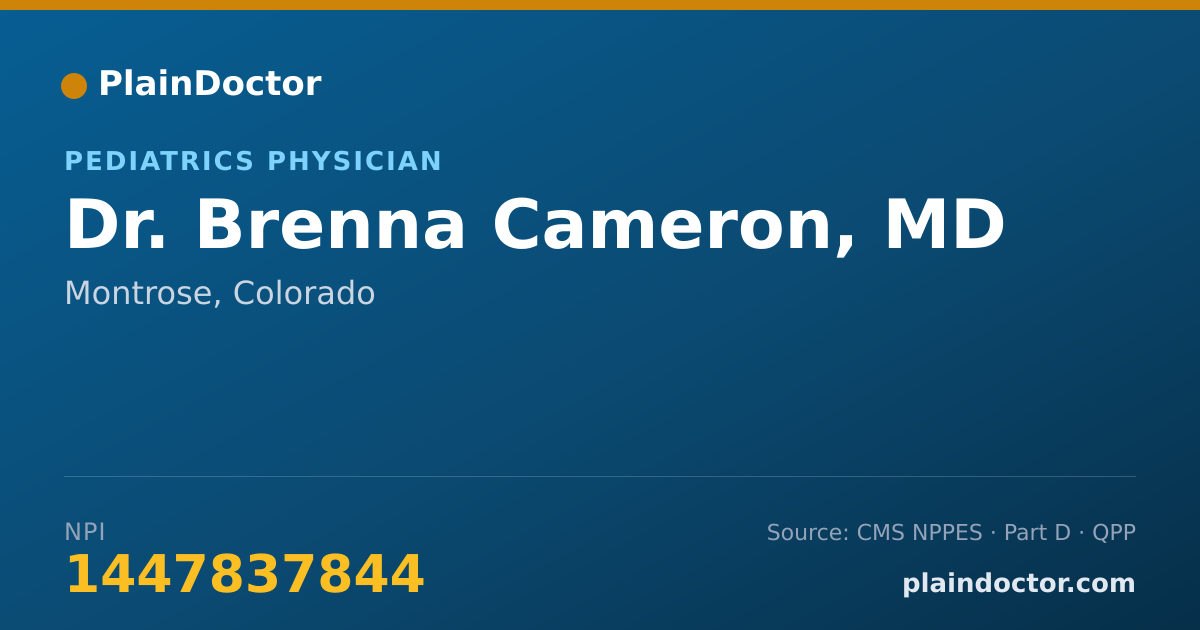 Shareable card for Brenna Cameron, MD - Pediatrics Physician, Montrose, CO