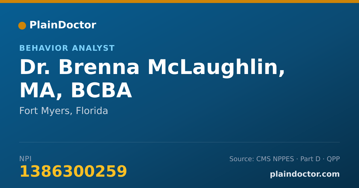 Shareable card for Brenna McLaughlin, MA, BCBA - Behavior Analyst, Fort Myers, FL