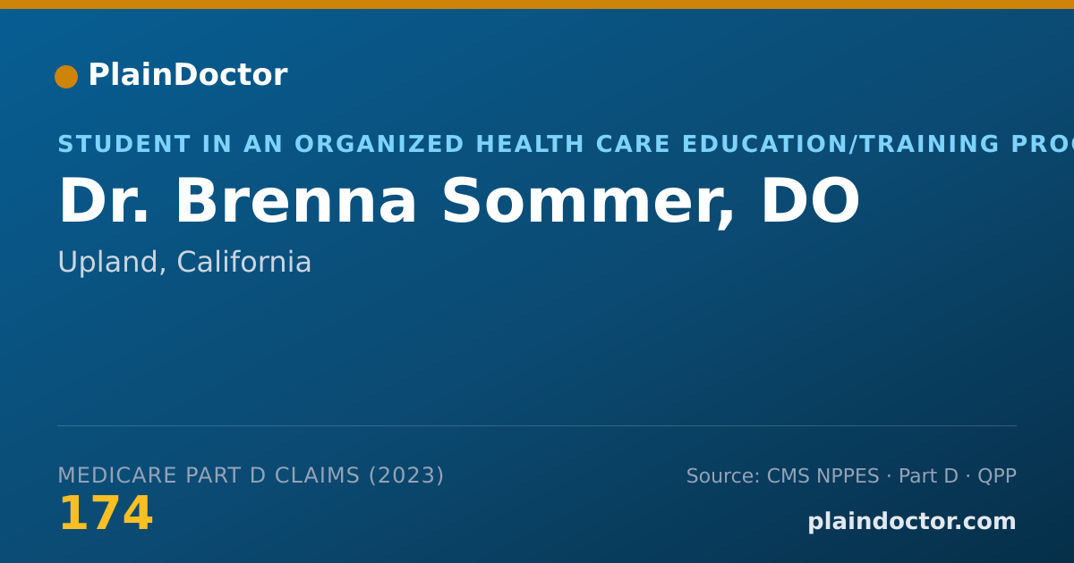 Shareable card for Brenna Sommer, DO - Student in an Organized Health Care Education/Training Program, Upland, CA