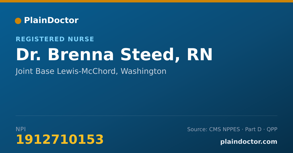 Shareable card for Brenna Steed, RN - Registered Nurse, Joint Base Lewis-McChord, WA