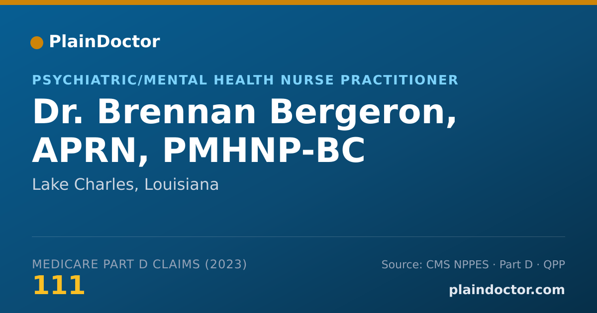 Shareable card for Brennan Bergeron, APRN, PMHNP-BC - Psychiatric/Mental Health Nurse Practitioner, Lake Charles, LA