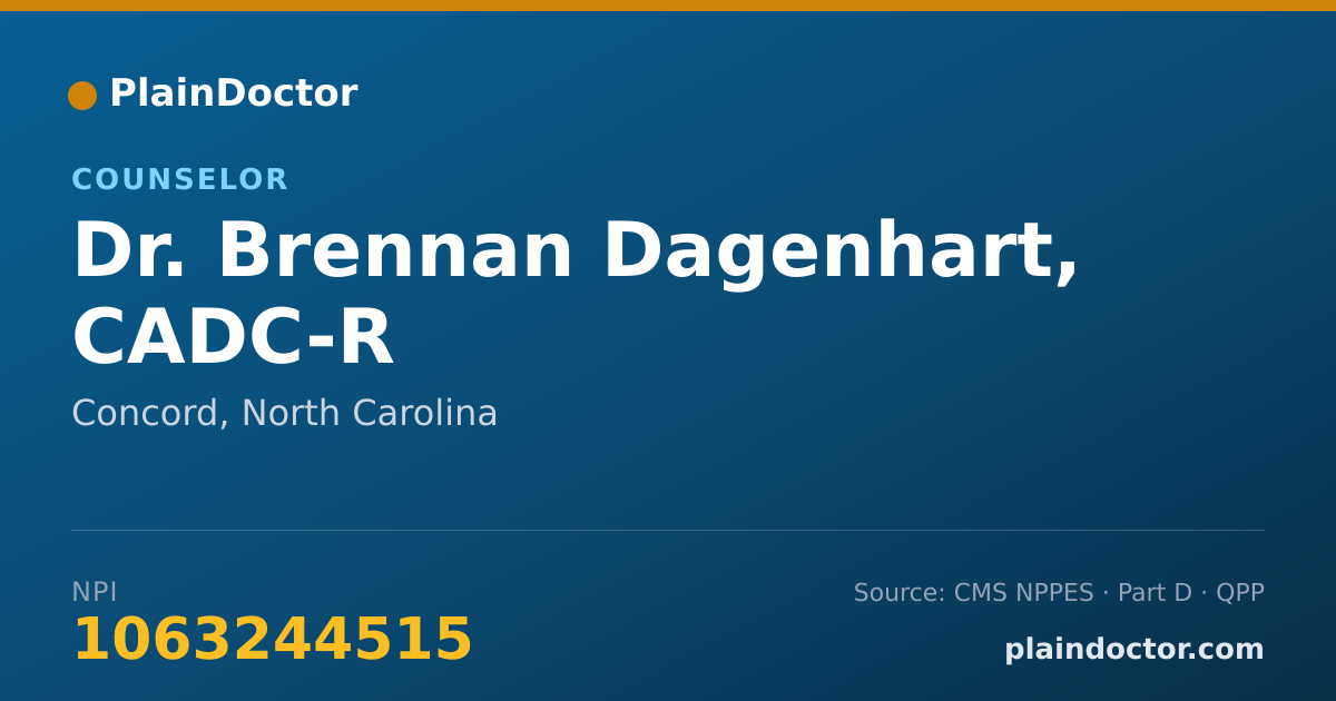 Shareable card for Brennan Dagenhart, CADC-R - Counselor, Concord, NC