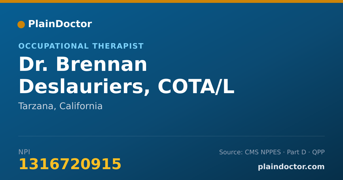 Shareable card for Brennan Deslauriers, COTA/L - Occupational Therapist, Tarzana, CA