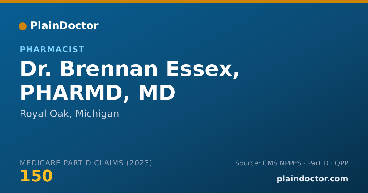 Shareable card for Brennan Essex, PHARMD, MD - Pharmacist, Royal Oak, MI
