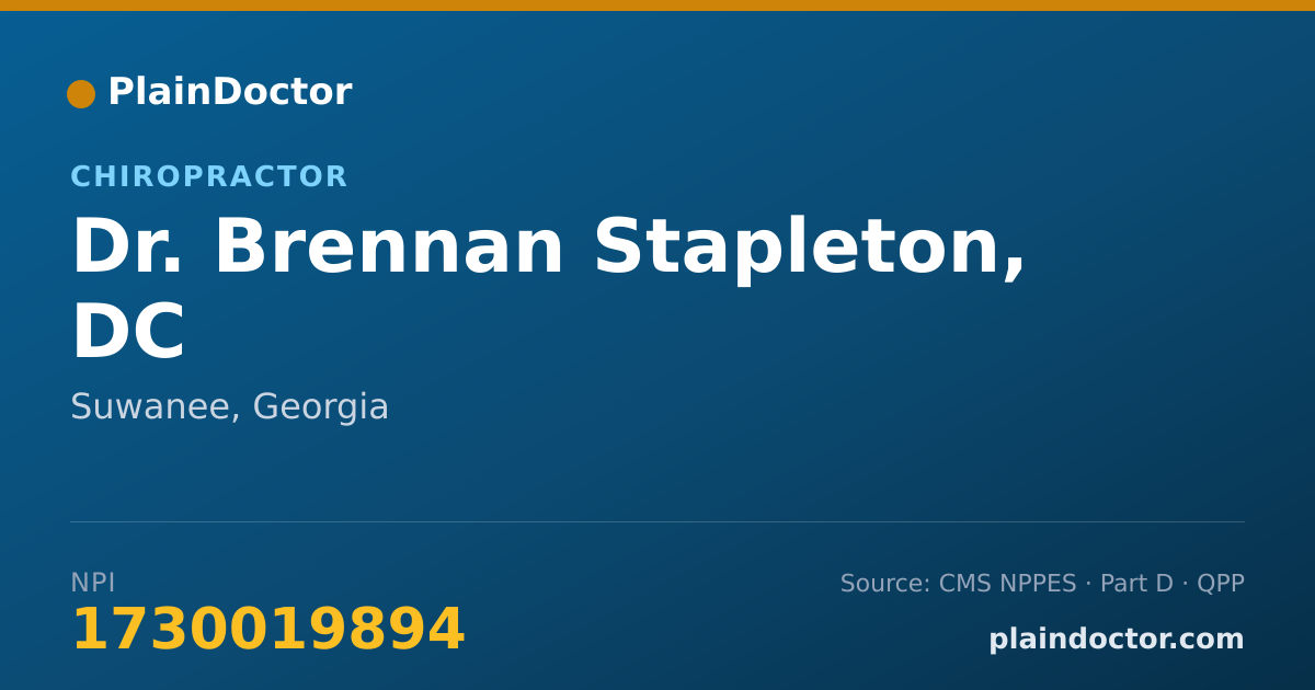 Shareable card for Brennan Stapleton, DC - Chiropractor, Suwanee, GA