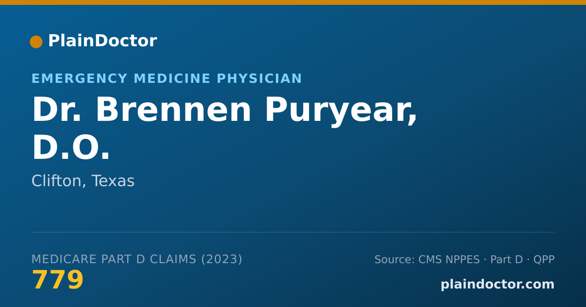 Shareable card for Brennen Puryear, D.O. - Emergency Medicine Physician, Clifton, TX