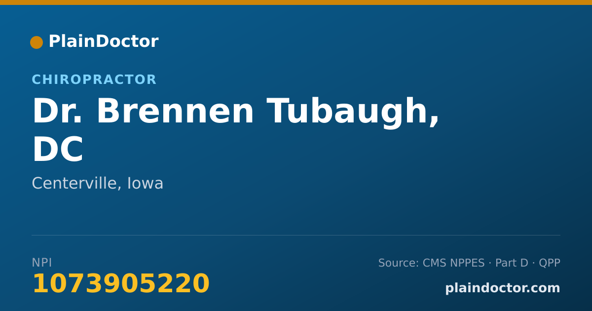 Shareable card for Brennen Tubaugh, DC - Chiropractor, Centerville, IA