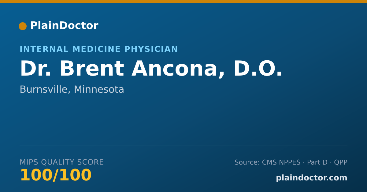 Shareable card for Brent Ancona, D.O. - Internal Medicine Physician, Burnsville, MN