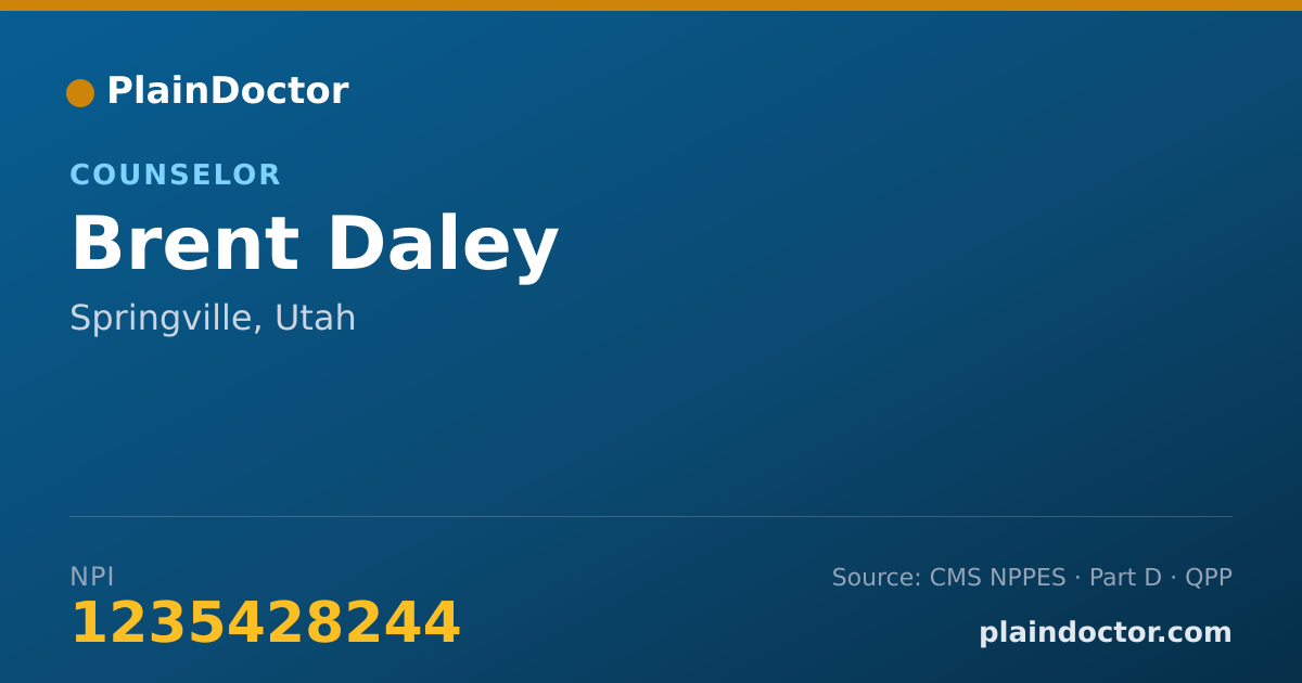 Shareable card for Brent Daley - Counselor, Springville, UT