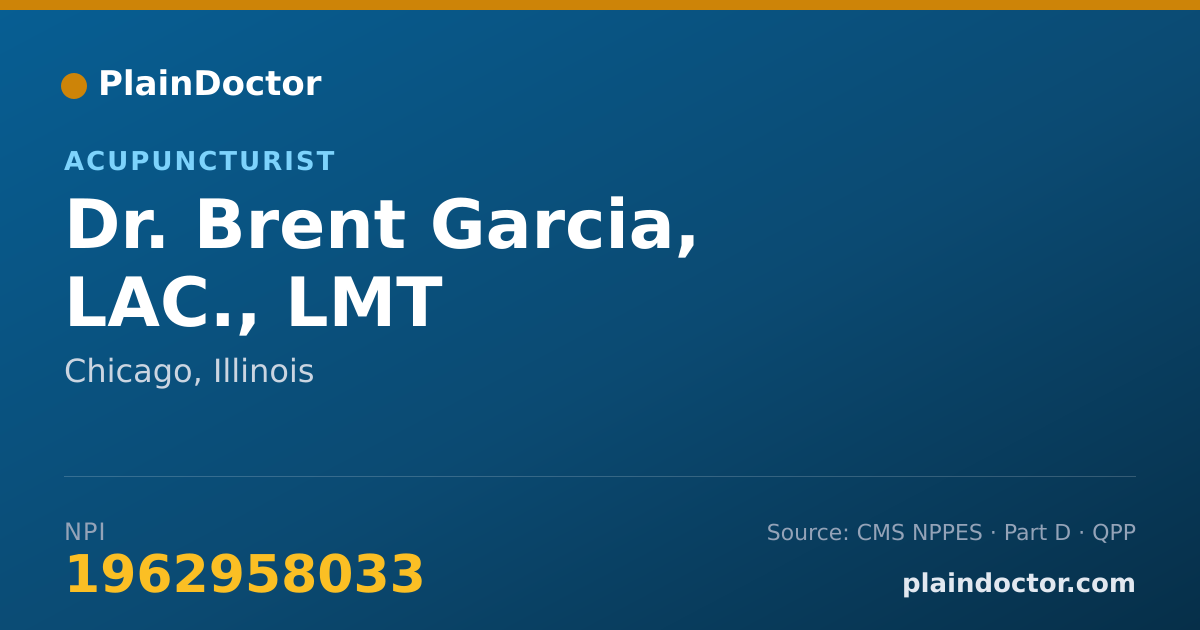 Shareable card for Brent Garcia, LAC., LMT - Acupuncturist, Chicago, IL