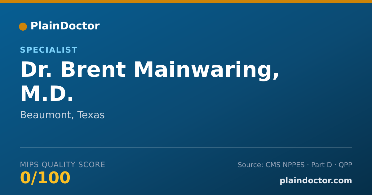 Shareable card for Brent Mainwaring, M.D. - Specialist, Beaumont, TX