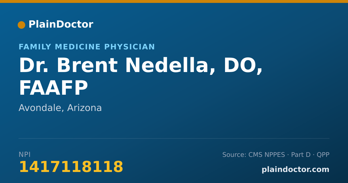 Shareable card for Brent Nedella, DO, FAAFP - Family Medicine Physician, Avondale, AZ